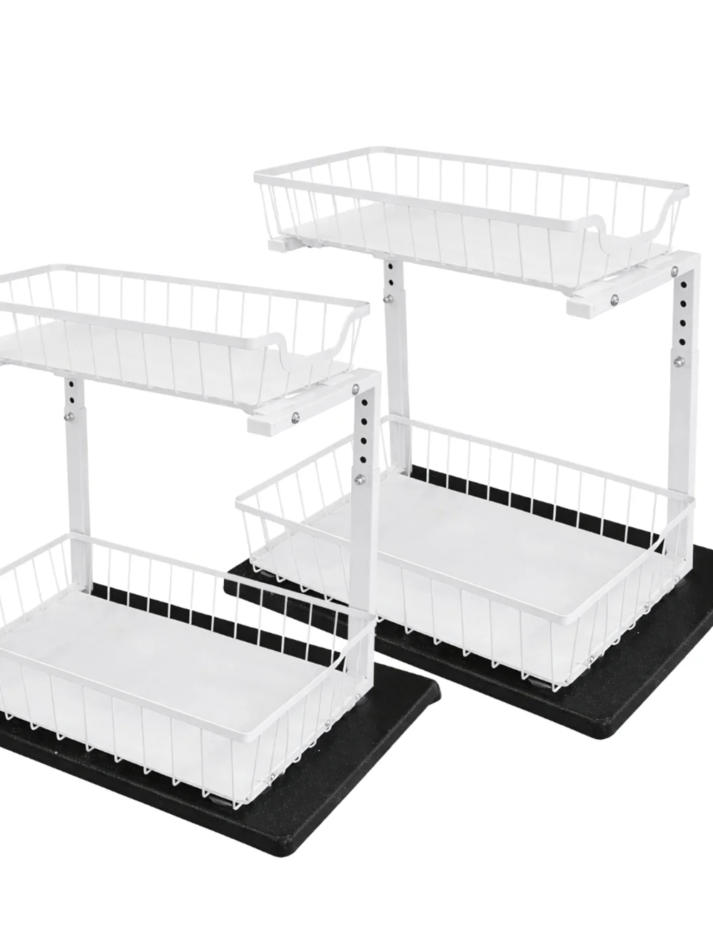 2 Organizer Storage 2 Tier Slide Out Height Adjustable Pull Out Cabinet.